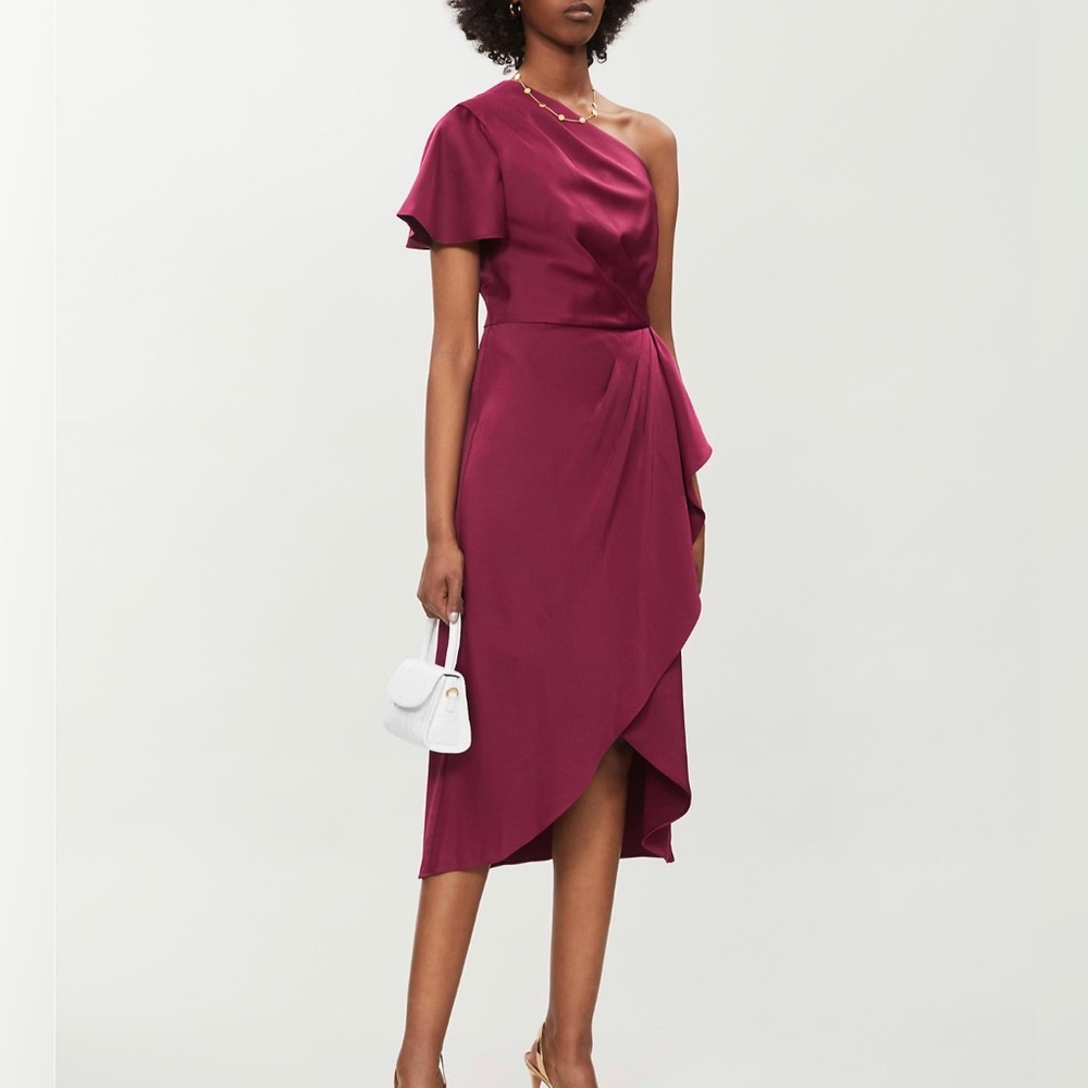 NWT Ted Baker London Ridah Waterfall One Shoulder Dress Size:0 US 2